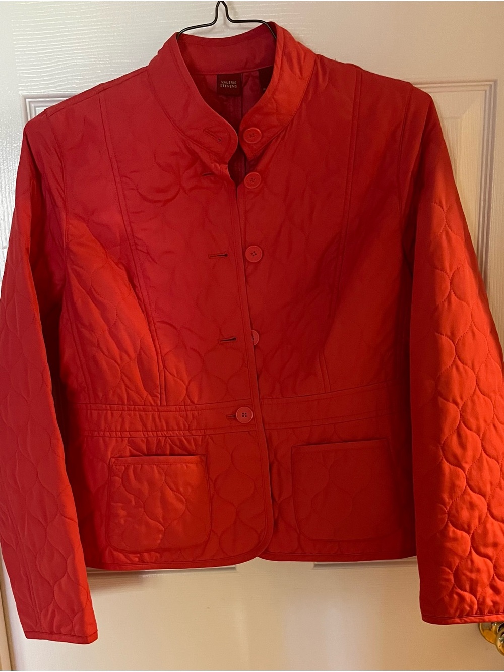 Valerie Stevens Bright Red Quilted Button Jacket